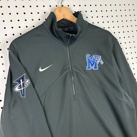 Nike 1 Cent Memphis Tigers Quarter Zip Large Gray Blue Penny Hardaway Swoosh